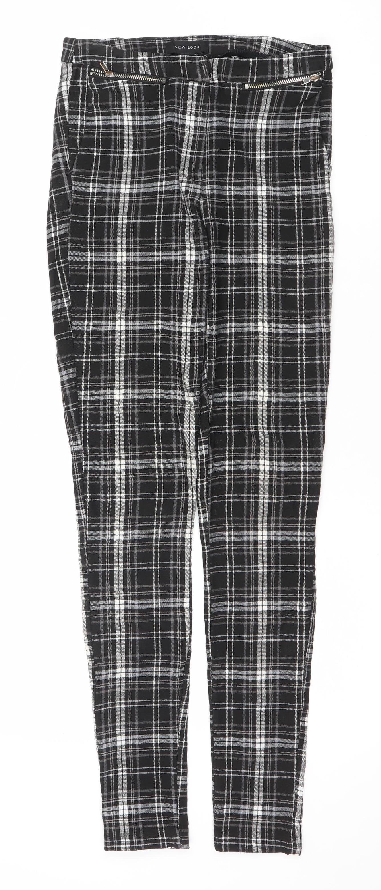 New Look Womens Black Plaid Slim Fit Skinny Trousers UK 6