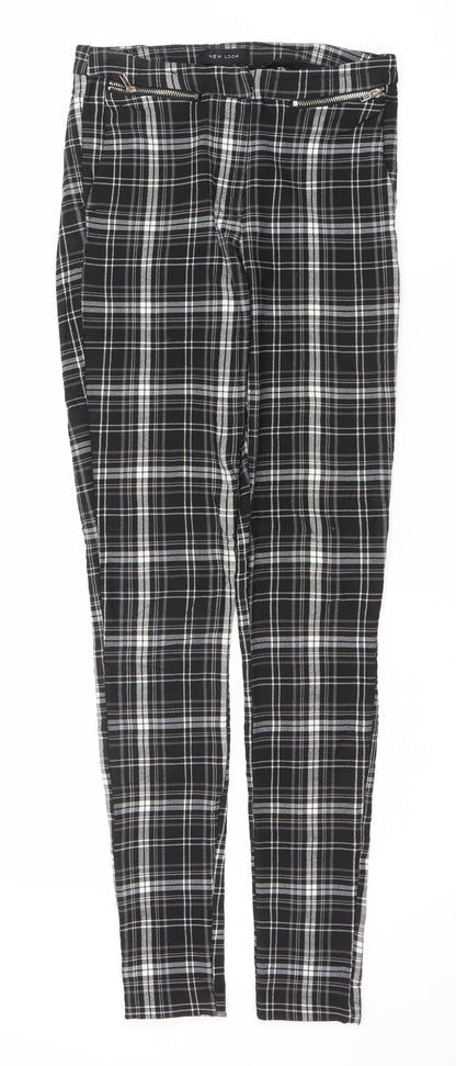 New Look Womens Black Plaid Slim Fit Skinny Trousers UK 6
