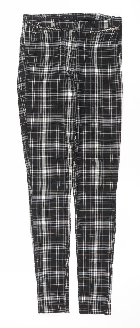 New Look Womens Black Plaid Slim Fit Skinny Trousers UK 6