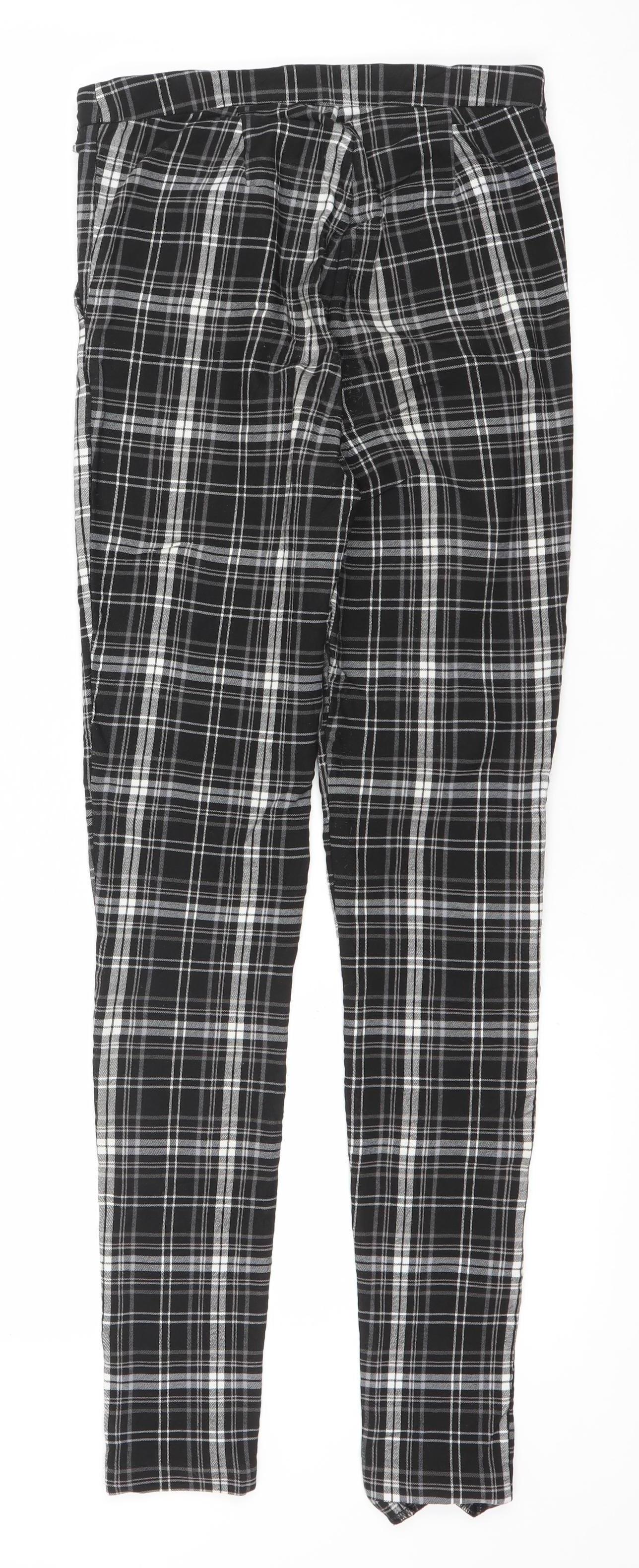 New Look Womens Black Plaid Slim Fit Skinny Trousers UK 6