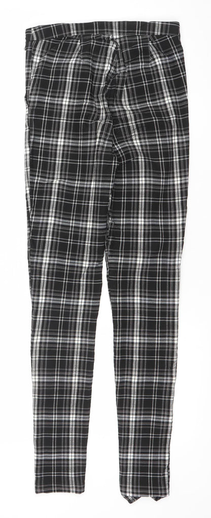 New Look Womens Black Plaid Slim Fit Skinny Trousers UK 6