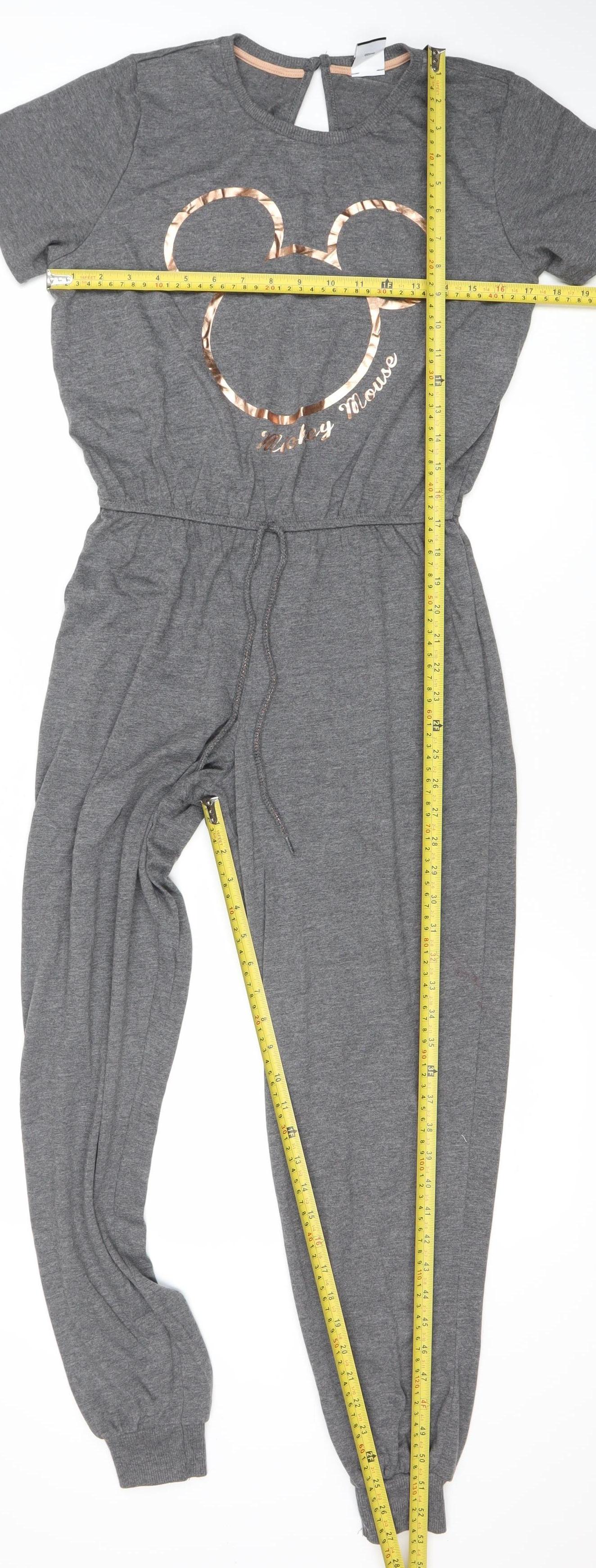 George Women Grey Mickey Mouse Disney Jumpsuit Size S Short Sleeve