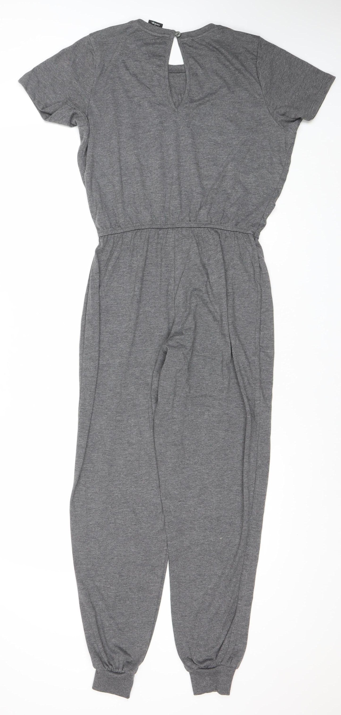 George Women Grey Mickey Mouse Disney Jumpsuit Size S Short Sleeve