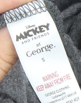 George Women Grey Mickey Mouse Disney Jumpsuit Size S Short Sleeve