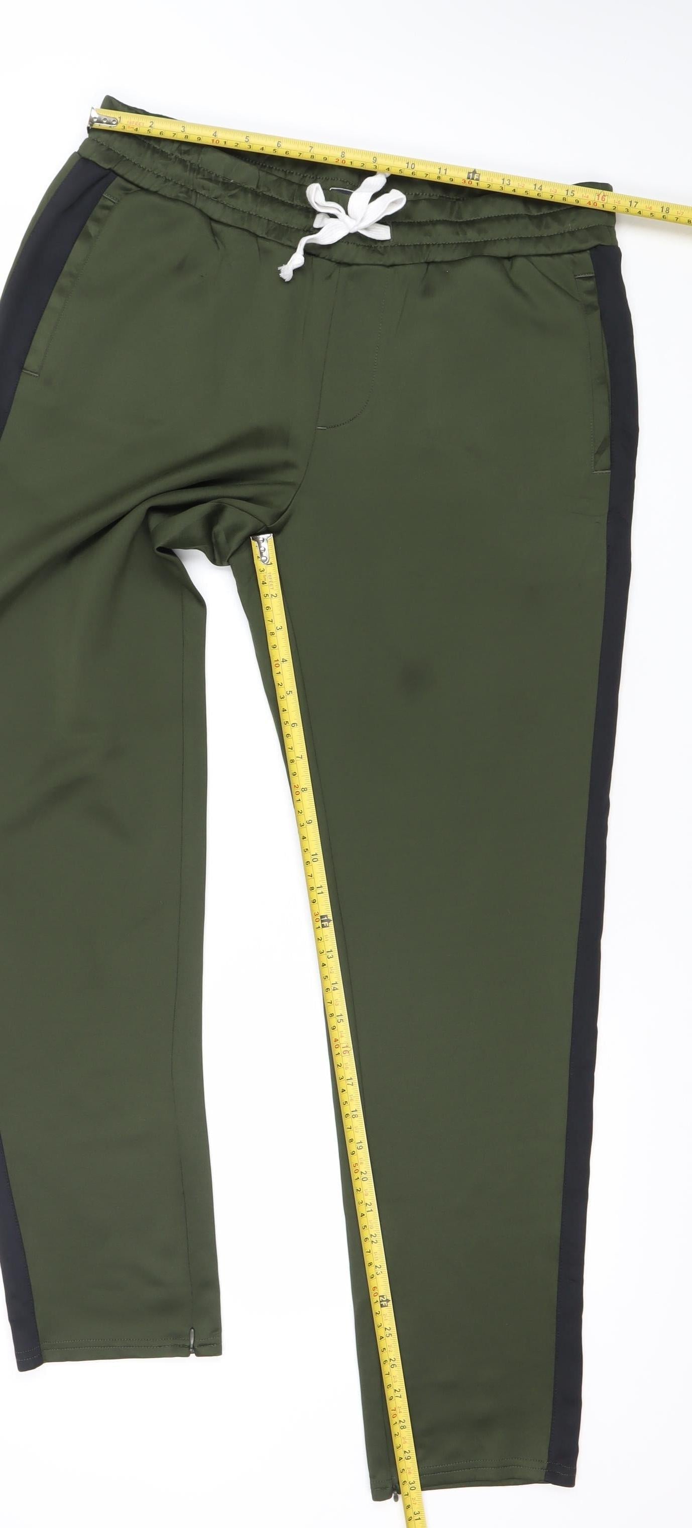 Jack & Jones Men Green Track Pants L Regular Fit Elastic Waist