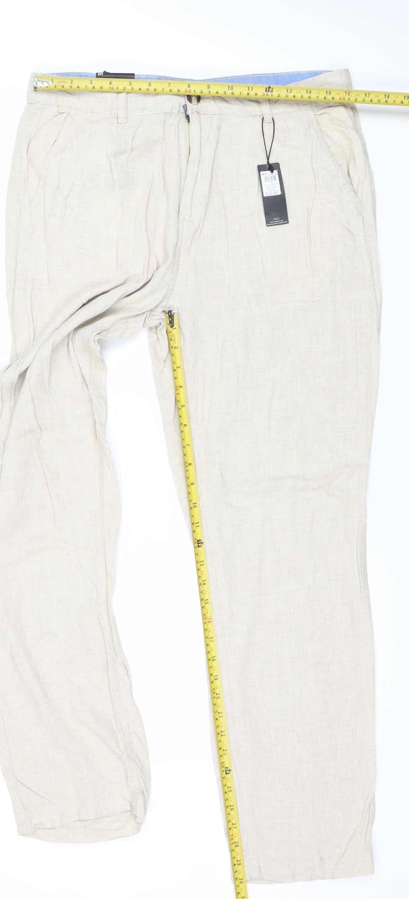 Womens UK Size 14 Marks and Spencer Regular Fit Chino Beige Trousers
