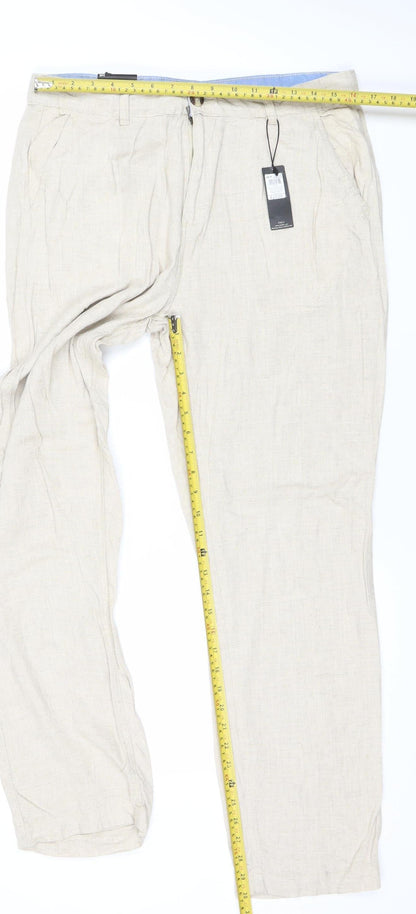 Womens UK Size 14 Marks and Spencer Regular Fit Chino Beige Trousers