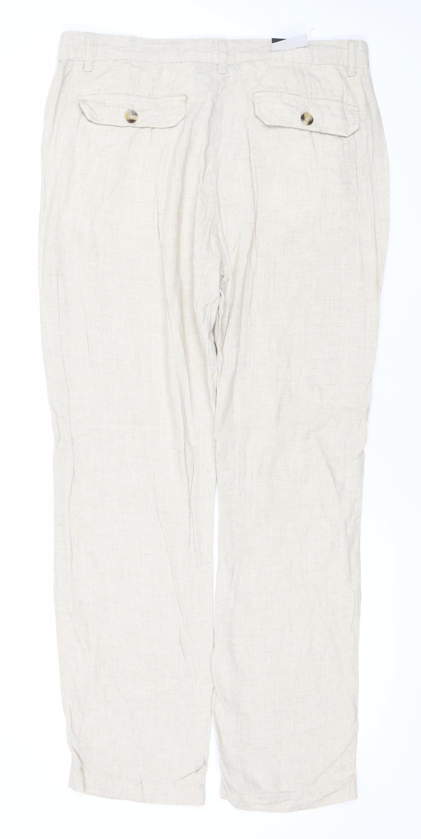 Womens UK Size 14 Marks and Spencer Regular Fit Chino Beige Trousers