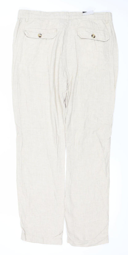 Womens UK Size 14 Marks and Spencer Regular Fit Chino Beige Trousers