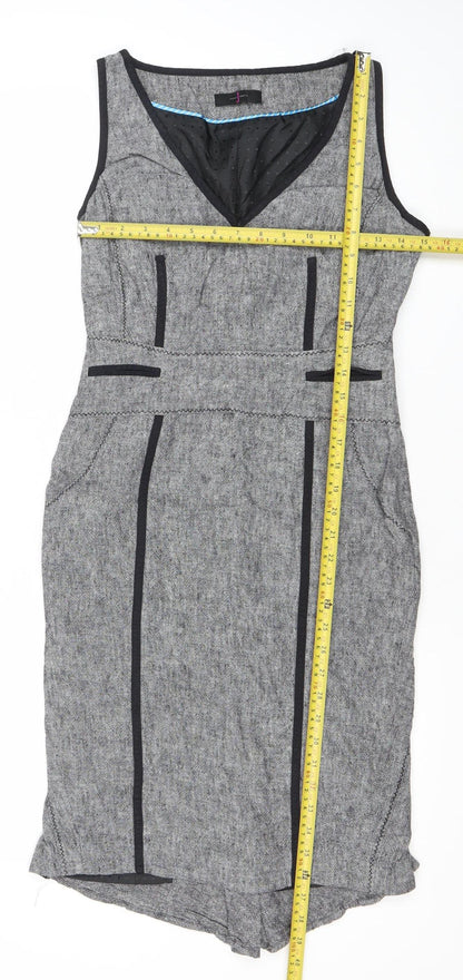 Debenhams Women’s Grey Sheath Work Dress Size 10 Sleeveless