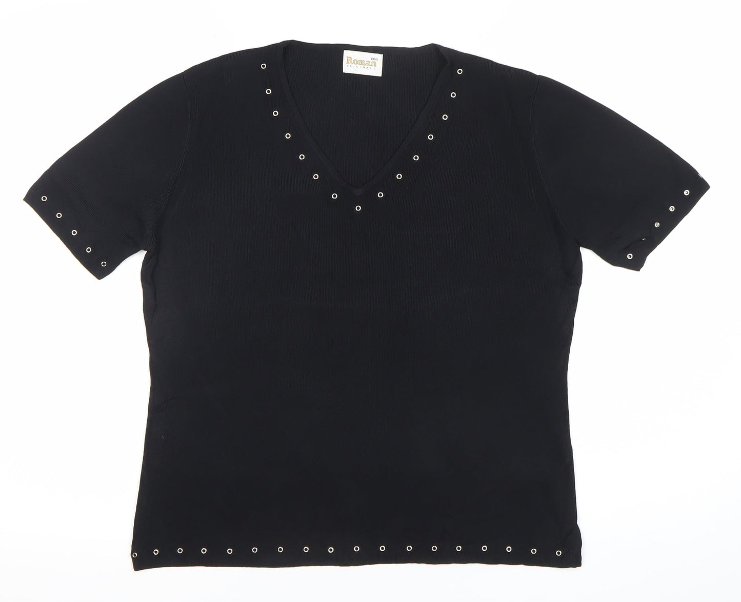 Womens UK Size M Roman Originals Black Basic T-Shirt