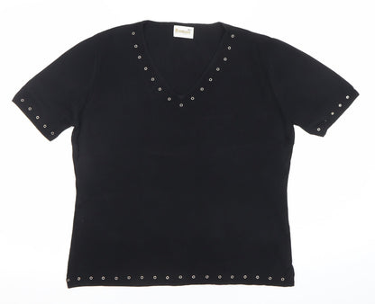 Womens UK Size M Roman Originals Black Basic T-Shirt