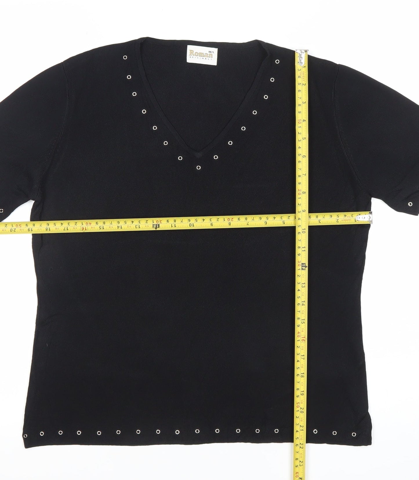 Womens UK Size M Roman Originals Black Basic T-Shirt