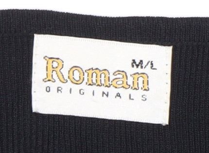Womens UK Size M Roman Originals Black Basic T-Shirt