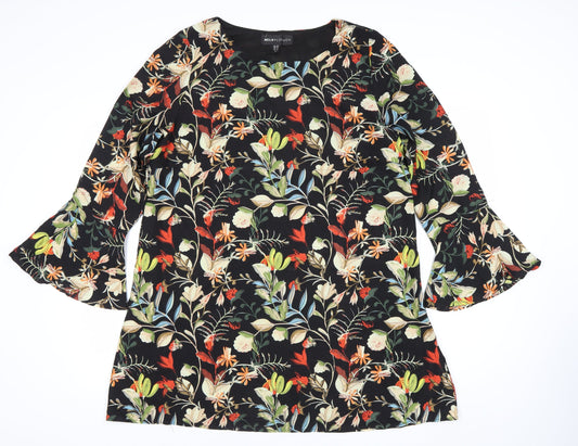 Mela London Women’s Black Floral Shift Dress Size 18 3/4 Sleeve