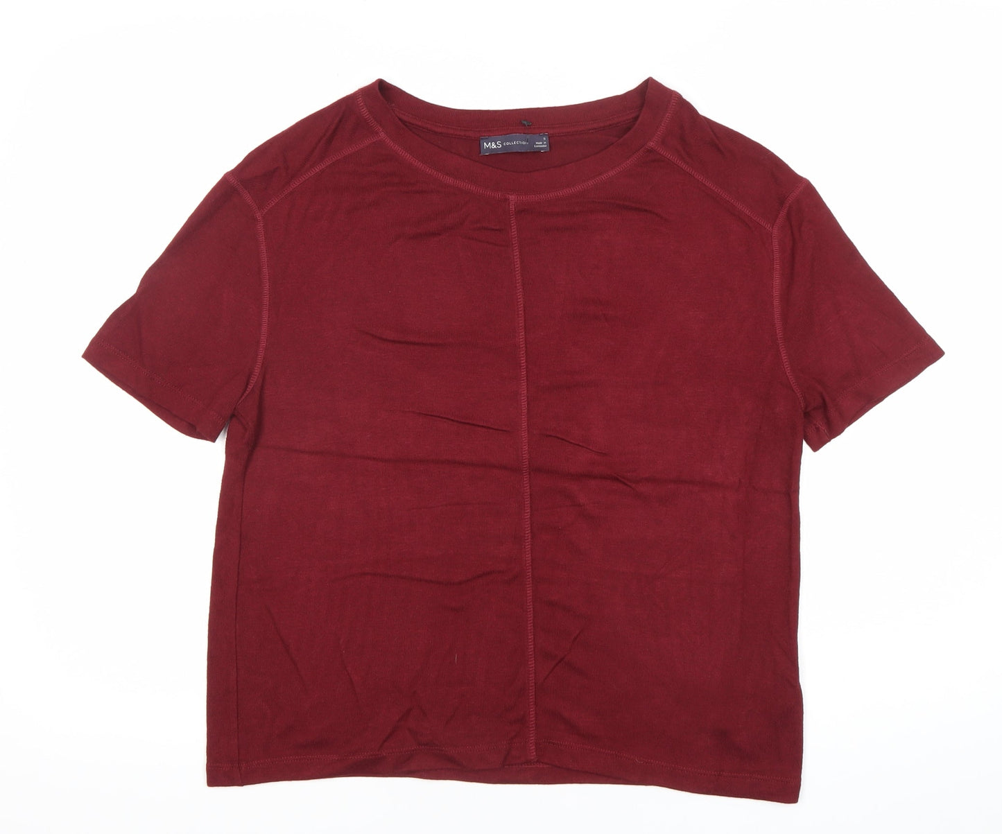 Womens UK Size S Marks and Spencer Red Basic T-Shirt