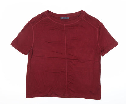 Womens UK Size S Marks and Spencer Red Basic T-Shirt