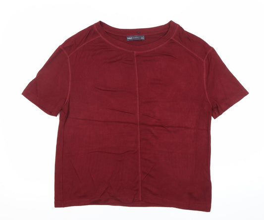 Womens UK Size S Marks and Spencer Red Basic T-Shirt