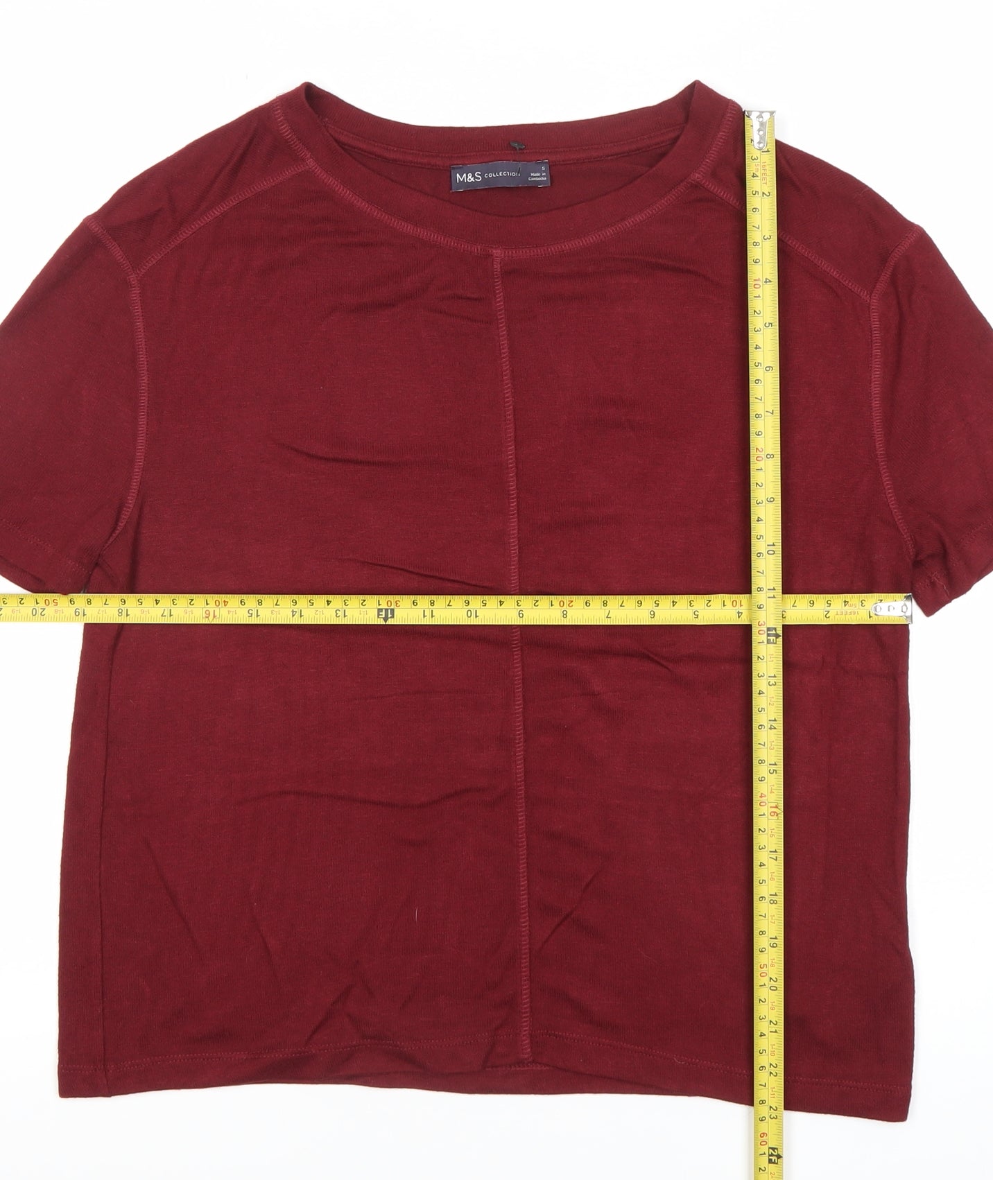 Womens UK Size S Marks and Spencer Red Basic T-Shirt