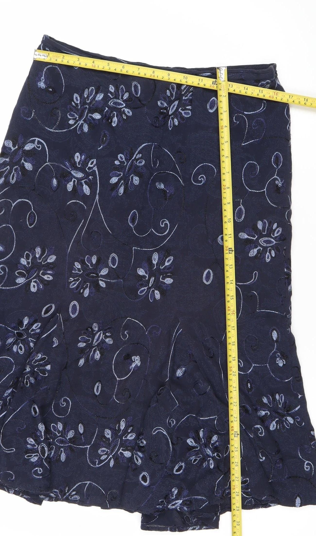 CC Women’s Blue Embroidered Floral Flare Skirt Size 12
