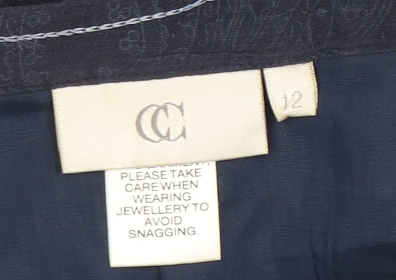 CC Women’s Blue Embroidered Floral Flare Skirt Size 12