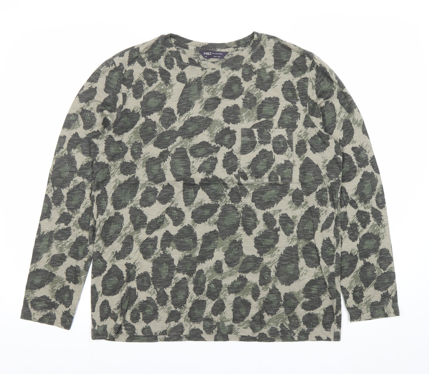Womens UK Size 12 Marks and Spencer Green Basic T-Shirt