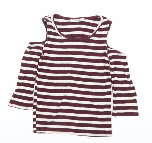 Womens UK Size 8 Pull&Bear Brown Basic T-Shirt