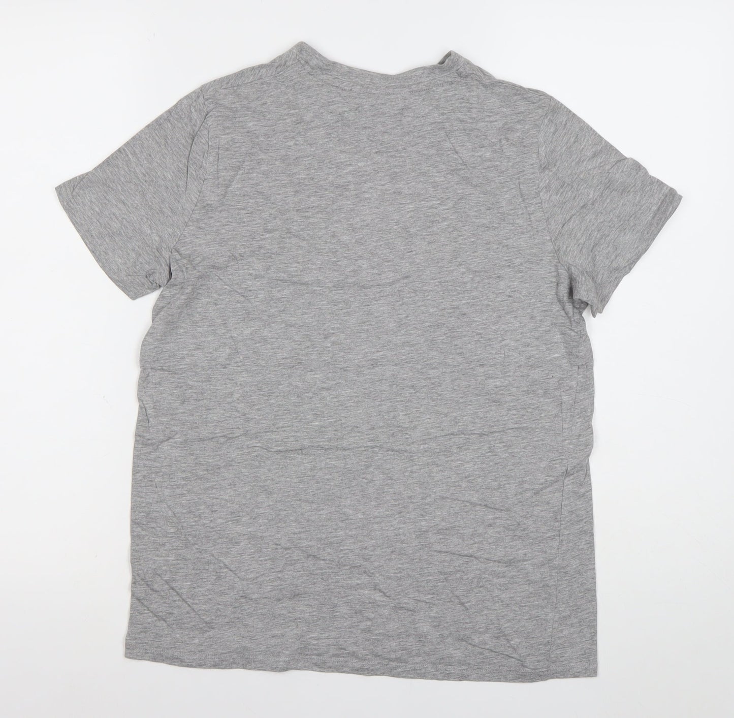 New Look Womens Grey Size 8 Graphic Surf Print Cotton Blend T-Shirt