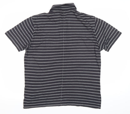 FCUK Men's Black Striped Polo Shirt Size S Short Sleeve Cotton