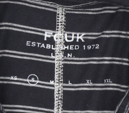 FCUK Men's Black Striped Polo Shirt Size S Short Sleeve Cotton