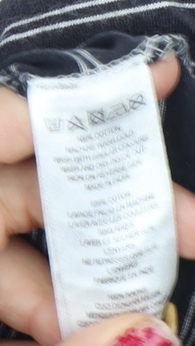 FCUK Men's Black Striped Polo Shirt Size S Short Sleeve Cotton