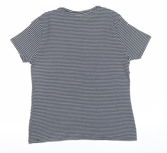 John Lewis Women’s Blue Striped Cotton Jersey T-Shirt Size 14