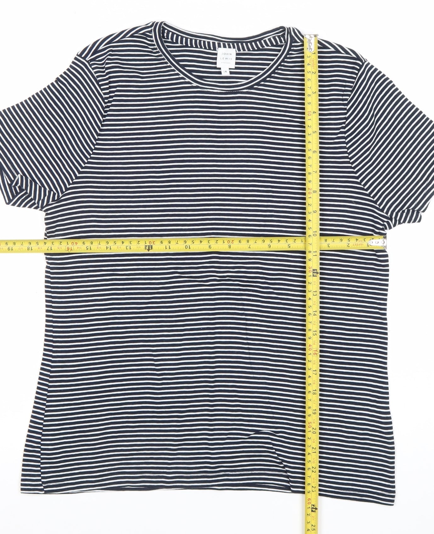 John Lewis Women’s Blue Striped Cotton Jersey T-Shirt Size 14