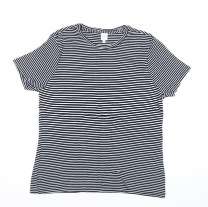 John Lewis Women’s Blue Striped Cotton Jersey T-Shirt Size 14