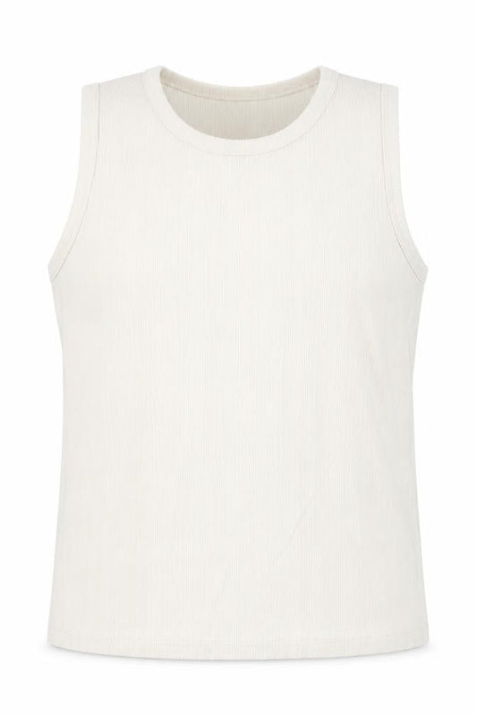 Front view of ASOS Men’s 3XL Beige Sleeveless Crew Neck Cotton T-Shirt