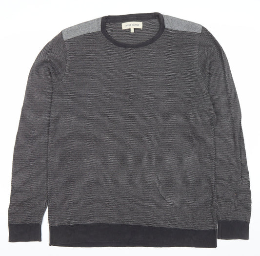 River Island Men’s Grey Cotton Crew Neck Pullover Jumper Size L