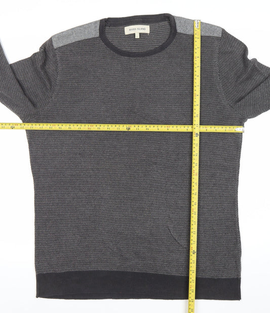 River Island Men’s Grey Cotton Crew Neck Pullover Jumper Size L