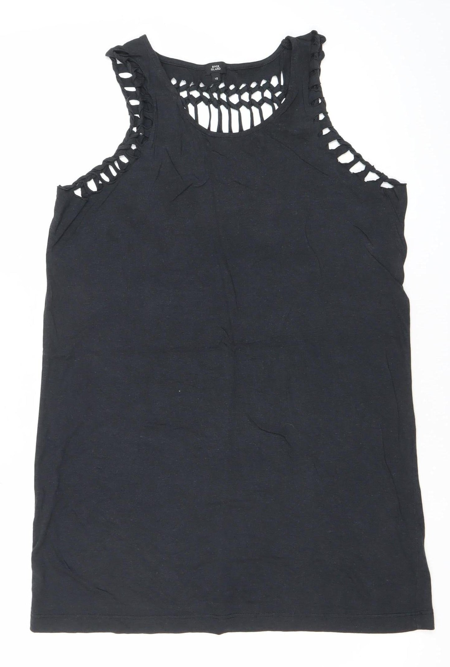 Womens UK Size 10 River Island Black Camisole Tank