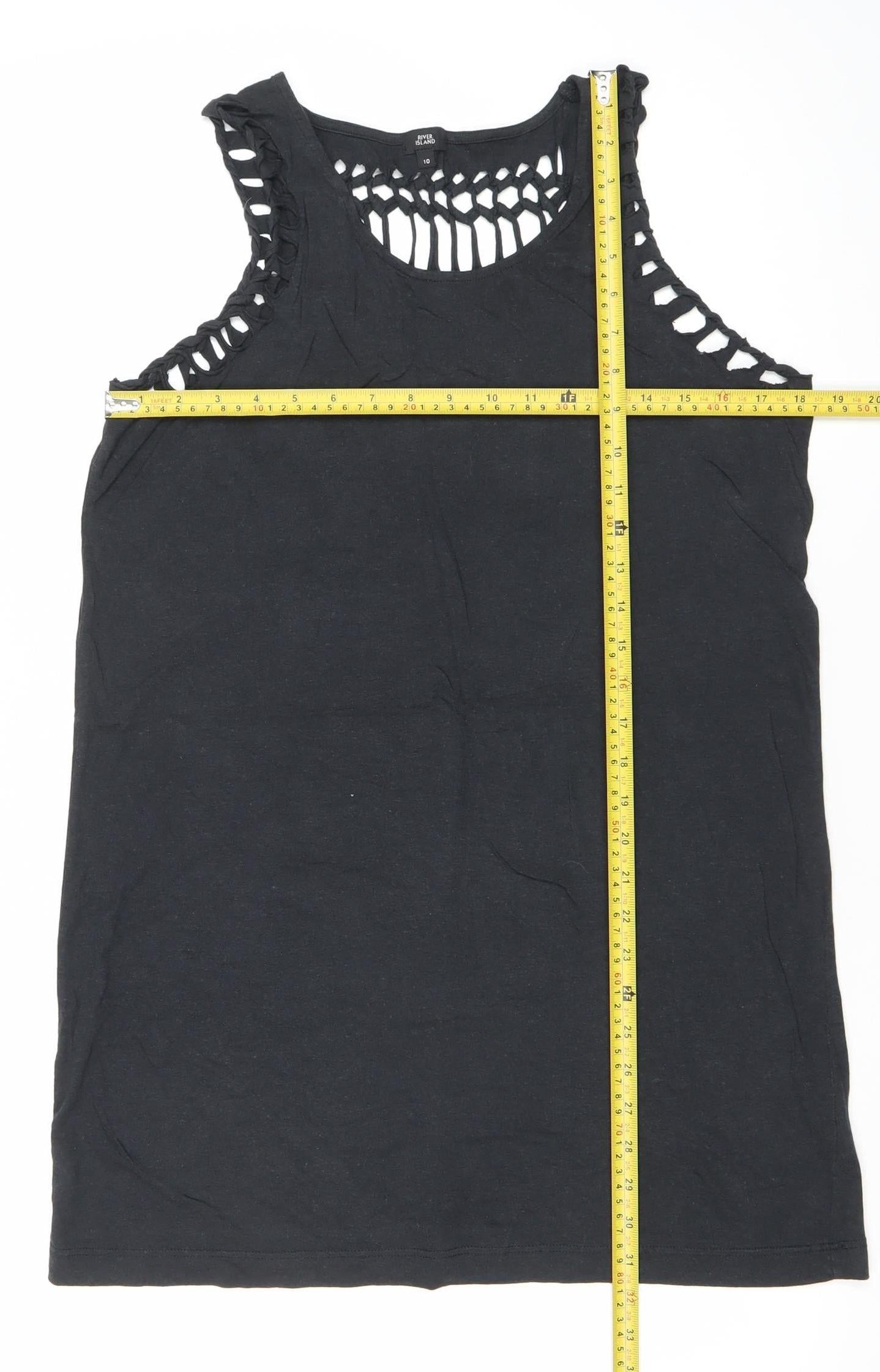 Womens UK Size 10 River Island Black Camisole Tank