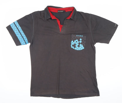 Kleider Men’s Black Polo Shirt L Geometric Pocket Short Sleeve