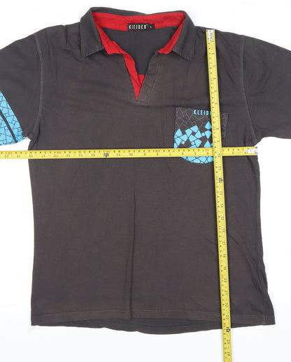 Kleider Men’s Black Polo Shirt L Geometric Pocket Short Sleeve