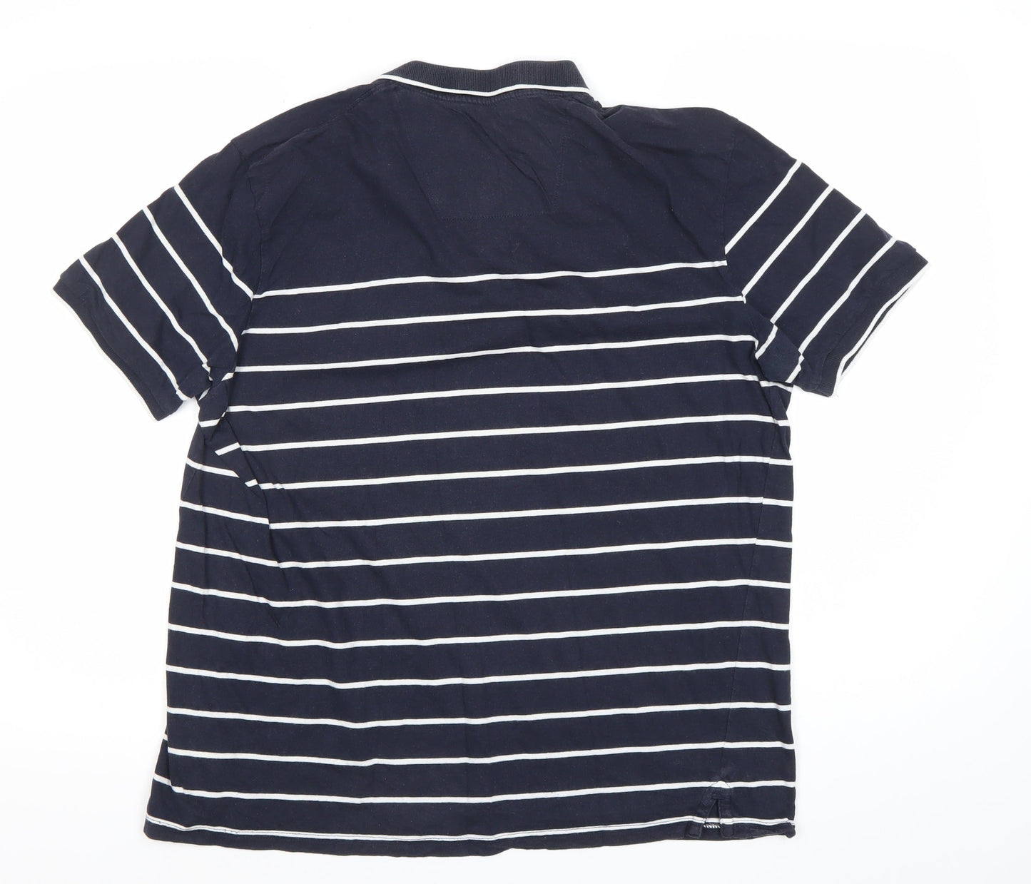 Atlantic Bay Men’s Blue Striped Polo Shirt M Cotton Casual