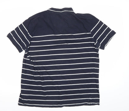 Atlantic Bay Men’s Blue Striped Polo Shirt M Cotton Casual