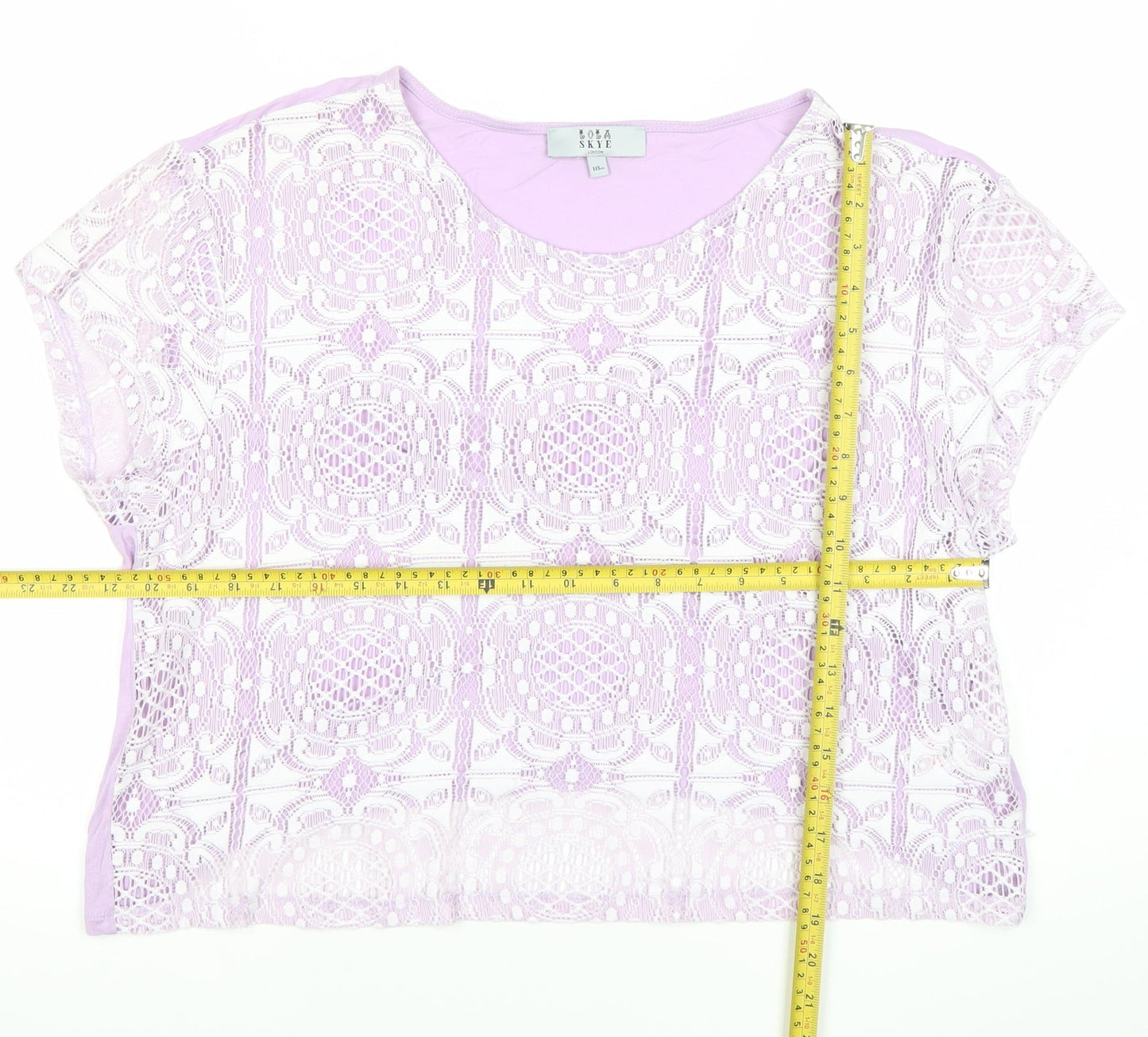 Lola Skye Women’s Purple Lace Cropped Blouse UK 18
