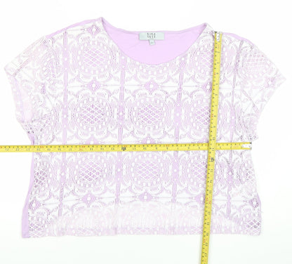 Lola Skye Women’s Purple Lace Cropped Blouse UK 18
