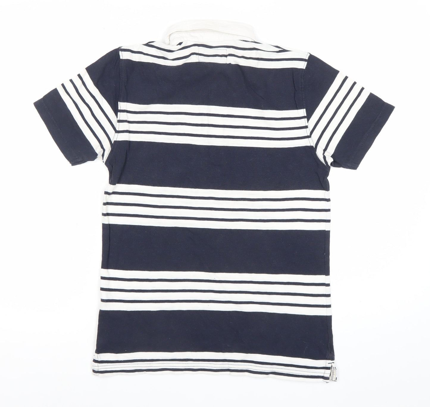 Next Mens XS Navy Blue Striped Cotton Polo Shirt Short Sleeve