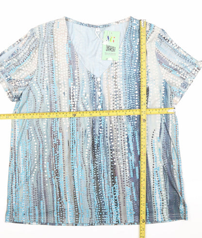 Maria & Gabriele Womens Multicoloured Tunic Blouse L V-Neck Short Sleeve