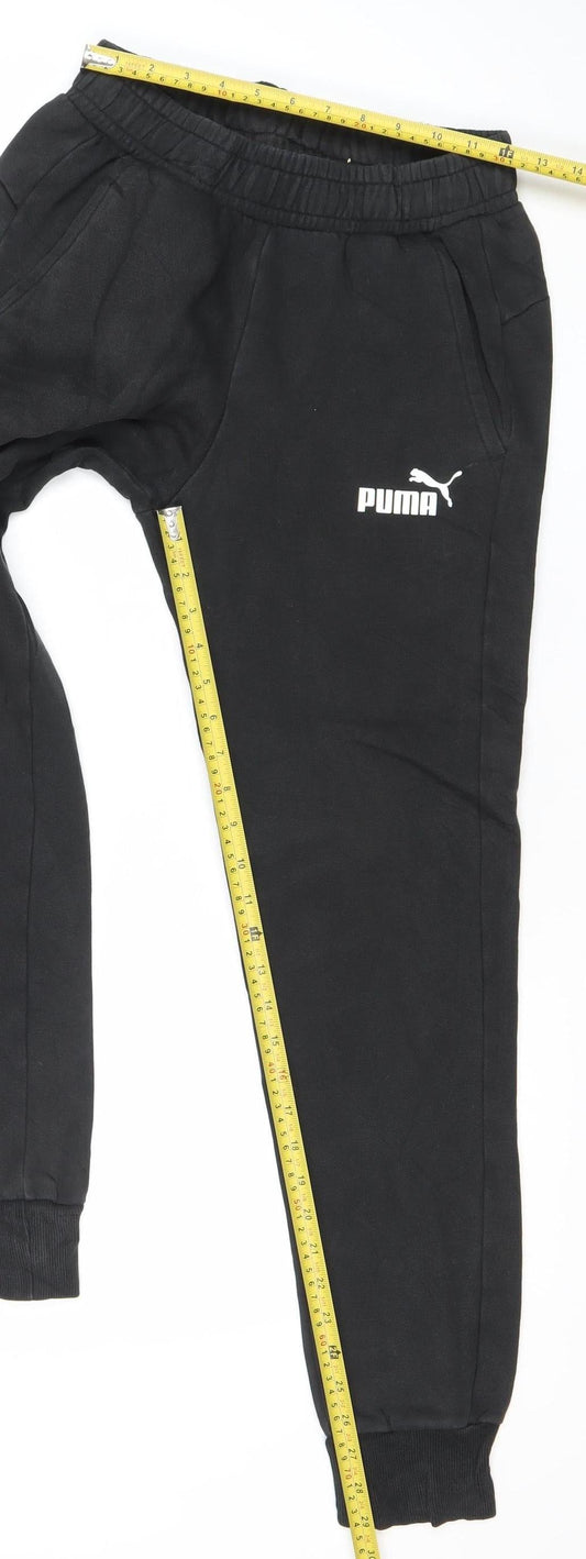 Puma Mens Black Jogger Sweatpants Size S Regular Fit Fleece