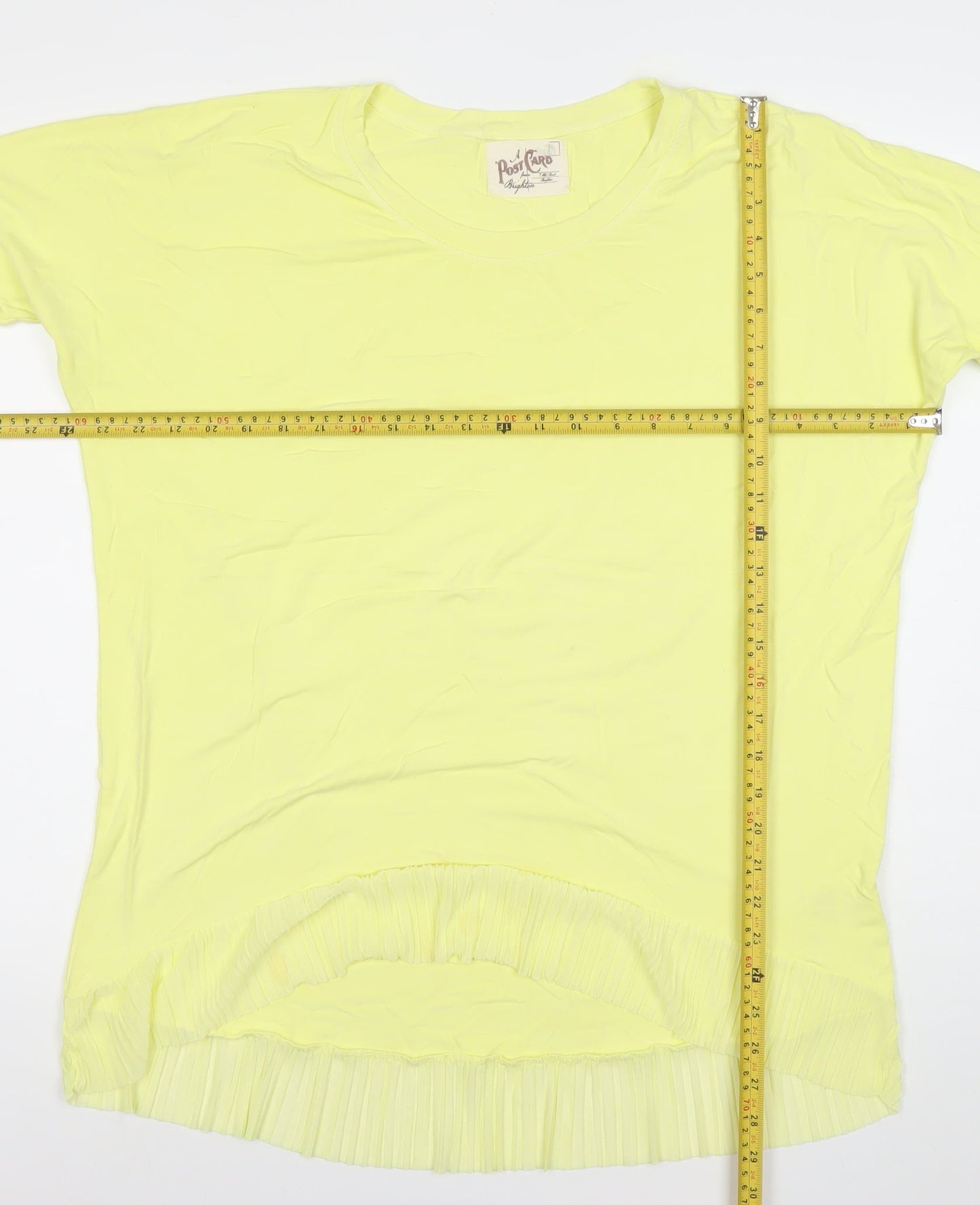 A Postcard from Brighton Women’s Yellow Ruffle Hem T-Shirt Size S
