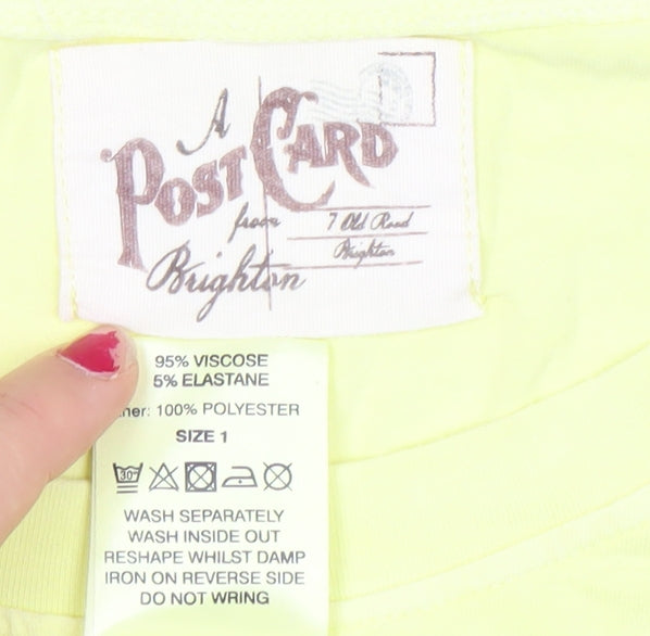 A Postcard from Brighton Women’s Yellow Ruffle Hem T-Shirt Size S